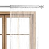 wometo Fadenvorhang Türvorhang Fäden 90x245 cm weiß - Stangendurchzug...