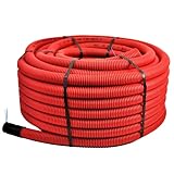 Unterirdisches Wellrohr M50 mm | Leerrohr Elektrorohr Erdwellrohr Rot | 5m...