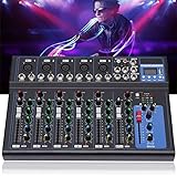 KEESUNG Bluetooth Audio Mixer 7 Kanal, DJ Mischpult Live Studio mit USB...