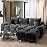 BROMARKT Ecksofa mit Schlaffunktion und Bettkasten Eckcouch Wohnzimmer...