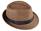 Strohhut Panama Fedora Trilby Gangster Hut Sonnenhut mit Stoffband...