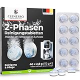CLENESSO 2-Phasen Reinigungstabletten Kaffeevollautomaten (40 Stück) –...