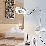 LANMOU Leselampe Wandmontage LED Wandlampe mit Schalter Dimmbar, 5W LED...