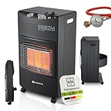 Juskys Keramik Gasheizung GS42US in Schwarz - 4200 W mit Druckregler &...