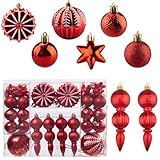 hocadon 52Stück Weihnachtsbaumkugeln Weihnachtskugeln Kunststoff...