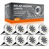 FLOWood 8 Stück Solar Bodenleuchte für Garten 8 LEDS Warmweiß...