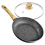 MICHELANGELO Bratpfanne 20cm mit Deckel,Antihaft-Pfanne mit Holzgriff und...