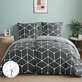 RUIKASI Bettwäsche 135x200 Baumwolle 4teilig Anthrazit -...