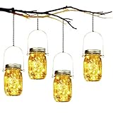 Solarlampe,SUNNOW 4 Stuck Solar Mason Jar Licht LED Solar Licht Einmachglas...