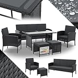 Juskys Polyrattan Gartenmöbel Sitzgruppe Turin Set 6 teilig - 7 Personen -...