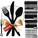 500PCS Plastikbesteck,Plastiklöffel,Plastikgabeln,Plastik Messer,Party...