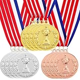 Santme 12 Stück Metall Medaillen, Gold Silber Bronze Medaillen...