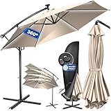 KESSER® Alu Ampelschirm LED Solar Ø300cm Inkl. Fernbedienung,Cover,...