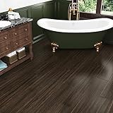 Wallercity Dunkelbraune Holzfliesen zum Abziehen und Aufkleben, 15,2 x 91,4...