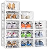 HOMIDEC Schuhboxen, 12er Pack Schuhboxen Stapelbar, Schuhorganizer...