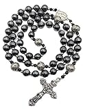 Nazareth Store Hämatit Rosenkranz Black Stone Perlen Halskette Metall...