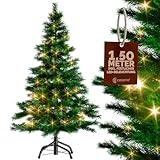 CASARIA® Weihnachtsbaum künstlich 150cm mit Lichterkette 100 LED warm...