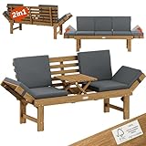Casaria® Gartenbank Wetterfest Holz mit Tisch 200x50cm Klappbar 320kg...