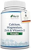 Calcium Magnesium Zink Hochdosiert - 365 Vegetarische Tabletten - 6 Monate...