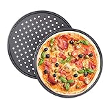 Relaxdays Pizzablech, 2er Set, rund, gelocht, antihaft, Pizza &...