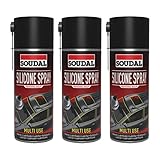 3x Soudal Silikonspray Schmierend Pflegend Metall Gummi Kunststoff 400ml...