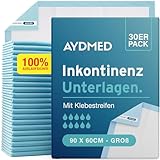 30 x AYDMED Inkontinenz-Unterlagen 90 x 60cm | Mit Klebestreifen | Extra...