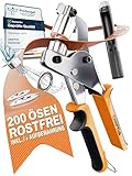 CRAFTUS® Profi Ösenzange Set mit 200 rostfreien Ösen (Ø 10mm) I...