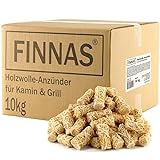 Finnas 10 kg Holzwolle Premium Anzündwolle Anzünder Kaminanzünder (ca....