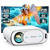 Beamer 4K【Auto-Objektivdeckel/Auto-Fokus】 Auto-6D Trapezkorrektur...