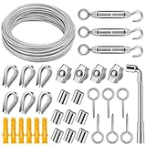 DIYLAND 3mm Drahtseil Edelstahl Set, 20m PVC-ummantelt Spanndraht Set mit...