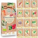 Bio Gemüse Samen Set - 12 Sorten Gemüsesamen aus biologischen Anbau,...