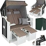 tectake® Strandkorb, Strandkorb Ostsee 2-Sitzer, verstellbare...