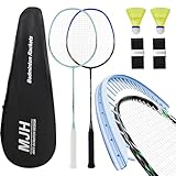 MANJHONG Badminton Set mit 2 Graphit Schläger - Kratzfestes Design -...