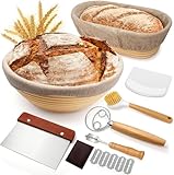 Brot Gärkorb Set, Gärkörbchen zum Brotbacken, 23cm Rund & 25cm Oval...
