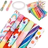 6 Rollen Geschenkpapier Kindergeburtstag Set, 3m Geschenkpapier Kinder...