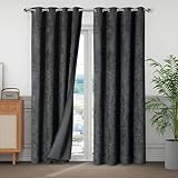 HIG Chenille Verdunklungsvorhänge mit Ösen 2er Set, H245 x B140 cm,...