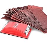 S&R 80-tlg. Schleifpapiersatz mit Handschleifer: Schleif-Papier und...