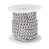 Bestewelry Kubanische Gliederketten, 5 m, 304 Edelstahl, Silber,...