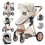 Gcarebb Kinderwagen 3 in 1, Kinderwagen Buggy Mit Auto Babyschale, Mit...