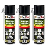 Isolbau B2 Montageschaum Adapterschaum - 3 x 500 ml PU-Bauschaum für...