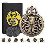 Mini DND Würfel Set, Steampunk Bronze Hohles Oktopus Taschenuhrgehäuse,...