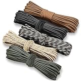 HOVIBU 50m Paracord 4mm, 5 Stück Paracord Schnüre Seil 7 Kern-Strängen,...