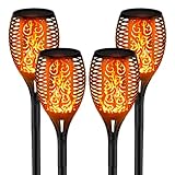 kefflum Solar Flammenlicht,4 Stück Solarleuchten für Außen Garten,96 LED...