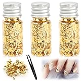 VFANDV 3 Flaschen Blattgoldflocken mit Pinzette Dekorative Gold Blatt...