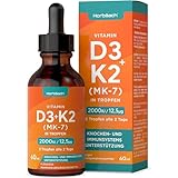 Vitamin D3 K2 Tropfen Hochdosiert | 60 ml | 2000 IU D3 + 12,5 µg K2 MK7...