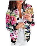 MINYA Damenjacke, schick, elegant, Herbst, Blumendruck, langärmlig, mit...