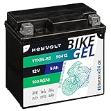 Batterie24.de HeyVolt GEL Motorradbatterie 12V 5Ah Rollerbatterie YTX5L-BS...