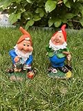 Geschenk-Himmel 2er Set Gartenzwerge Zwerg Zwerge GNOME, rot und brauner...