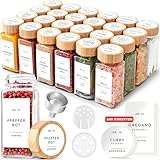 EDELHAUS Gewürzgläser Eckig Set mit Bambusdeckel (24 x 120ml)...
