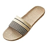 Sommer Hausschuhe Herren Leinen - Pantoffeln Damen Leicht Atmungsaktive...